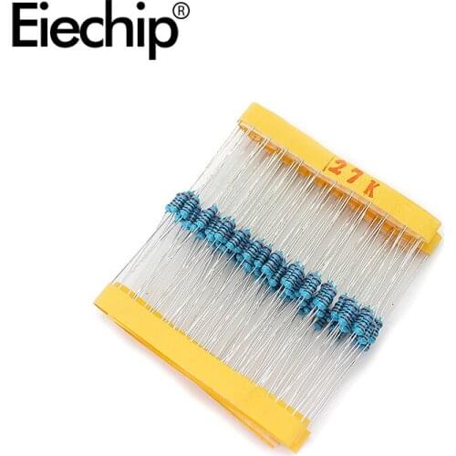 100pcs/lot 1/4W 1% Metal film resistor 0.25W resistance 27K ohm Throught Hole