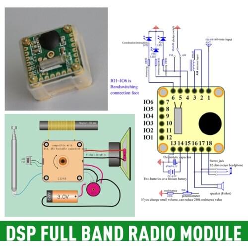 2V-4.5V DSP Full Band Radio Module FM 56-108MHz Stereo / TV Sound / MW / SW Reception Module AM Accurate Digital Demodulation