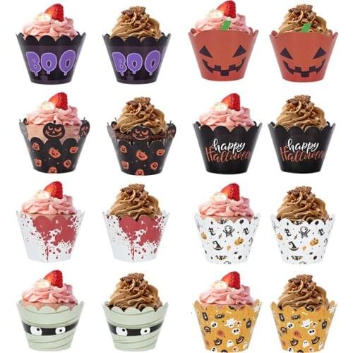 32Pcs/Set Birthday Halloween Party Cupcake Wrappers Toppers Cake Decorating for Baby Shower Birthday Party Supplies Kids Favors