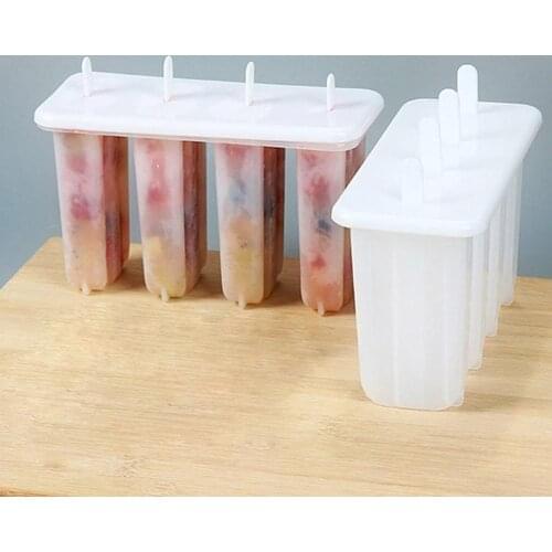 4 Household Silicone Ice Cream Mold Popsicle Maker Molds Making Candy Lolly Juice Popsicles Ice Tray Bar Tool Cube Freezer