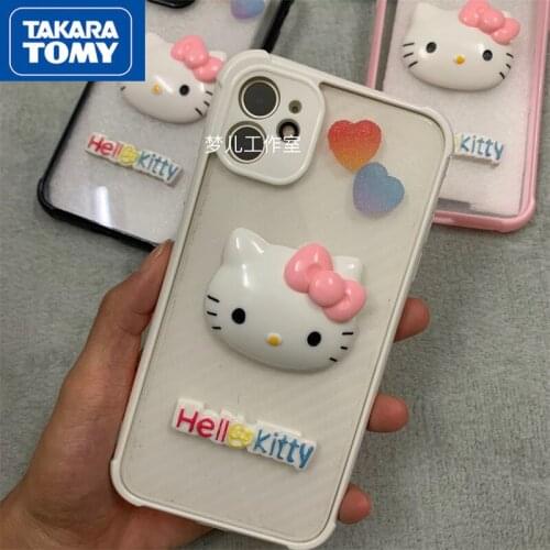 Takara Tomy Hellokitty Silicone Mobile Shell Suitable for IPhone 7/8P/X/XR/XS/XSMAX/11/12PRO/12 Phone Couple Case Cover