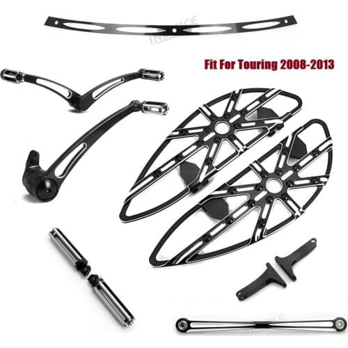 Black Gauge Rider Floorboards Shifter linkage rod Brake shifter levers Windshield trim For harley 2010-2013 Road Glide Custom FL