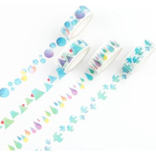 1 PCS New Cute 15mmx7m Watercolor Series Washi Decorative Adhesive Tape DIY Masking Paper Tape Sticker Office Supplies