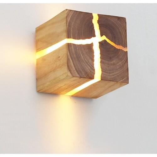 Wooden Crack Split Wood Wall Lamps Original Creative Solid Wood led Bedside lamp Aisle Lights Decorative Small Night Light