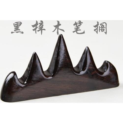 Home School Coffee Color Wooden 4 Ports Chinese Writing Brush Holder