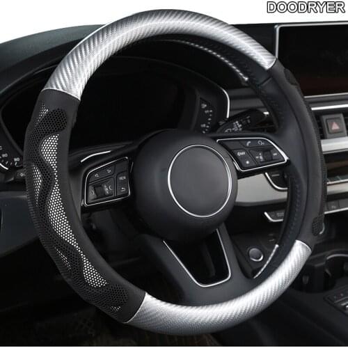 DOODRYER Carbon Fiber Leather Car Steering Wheel Cover For Cadillac escalade SRX ATS CTS XT5 CT6 Eldorado