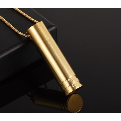 IJD9111 High Polish 316L Stainless Steel Cylinder Urn Pendant Ashes Memorial Keepsake Funeral Casket Cremation Jewelry for Men