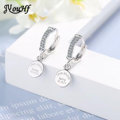JYouHF Luxury Sparkling Cubic Zircon Drop Earrings for Women 2020 New Fashion Round Letter Simple Earring Engagement Jewelry