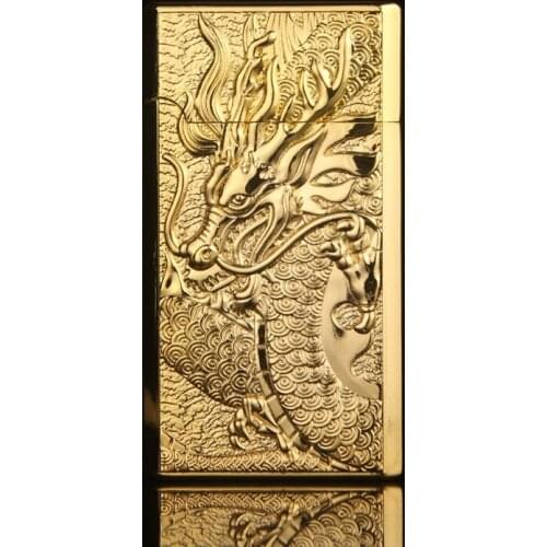 Chinese Dragon Embossed Steel Tone Rang Sound Boutique Windproof Cool Lighter Smoking Accessories for Weed Best Gift for Men