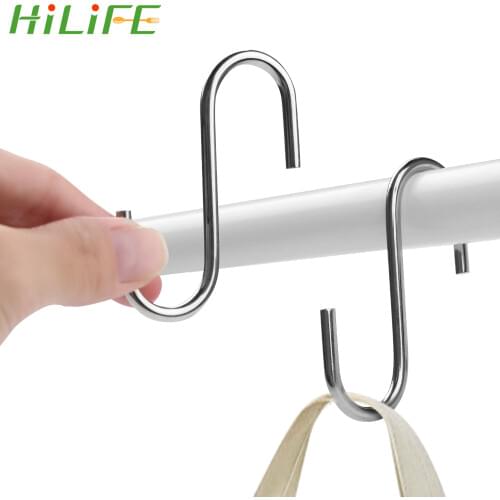 HILIFE 38mm S Type Cookware Hook Non-slip Stainless Steel Hat-and-Coat Hook Accessories