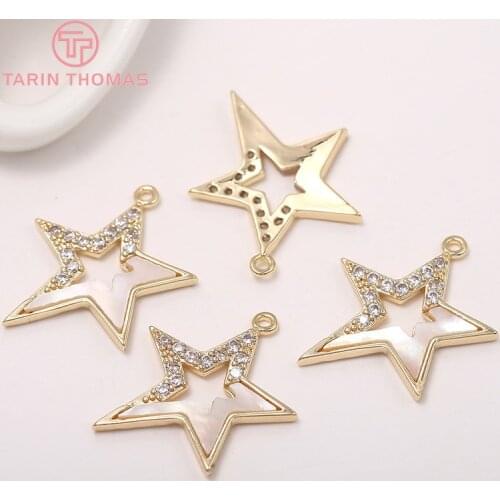 2PCS 13x15MM 15x20MM Hole 1MM 24K Gold Color Brass with Zircon Round Charm Pendants for DIY Jewelry Making Findings Accessories