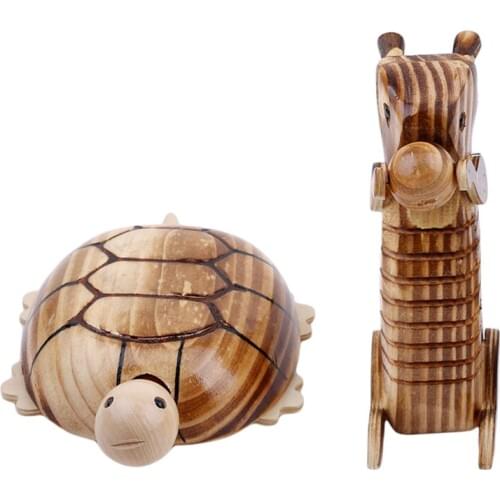 Marine Life Sea Animal Tortoise Squirrel Animal Model Toys For Children Wooden Mini Turtles Cute Model Baby Toy