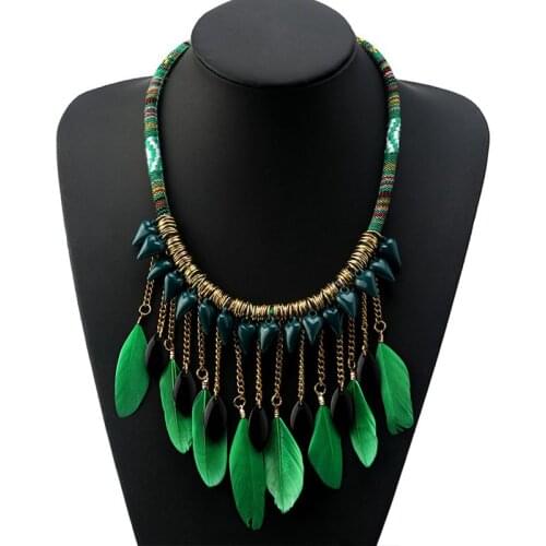 New Fashion Vintage Feather Pendant Multi Layers Tribal Necklace Statement Jewelry Tassel Long Choker Necklace