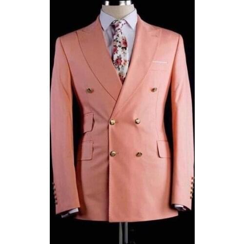 New Arrival Pink Mens Suits Groomsmen Wedding Slim Fit Tuxedos For Men Custom Made Prom Suit Two Pieces (Jacket+Pants)