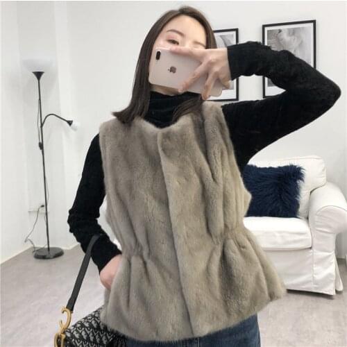Clothes Coat 2020 Women Autumn Winter Real Vest 100% Mink Fur Jacket Waistcoat Korean Manteau Femme 1855 YY2262