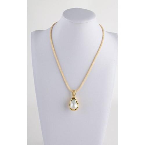 17'' 18x26MM White Keshi Pearl Pendant Necklace