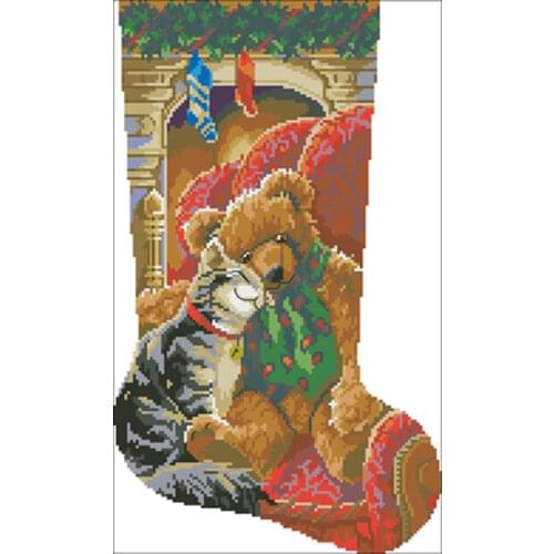 Christmas hug socks patterns Counted Cross Stitch 11CT 14CT 18CT DIY Chinese Cross Stitch Kit Embroidery Needlework Sets