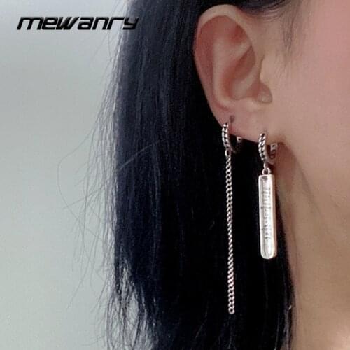 Mewanry Asymmetric 925 Sterling Silver Drop Earrings New Fashion Hip hop Party Jewelry Birthday Gifts for Women Prevent Allergy