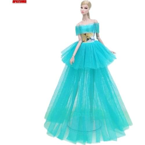 Blue Fashion Doll Dress For Barbie Outfits Clothes Multi-layer Wedding Dresses 1/6 BJD Dolls Accessories Kids Toys