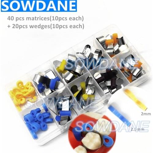 Dental Metal Matrix Matrices Band Retainerless with rubber retainer Dental Material Matrice Elastic Rubber Wedges Set