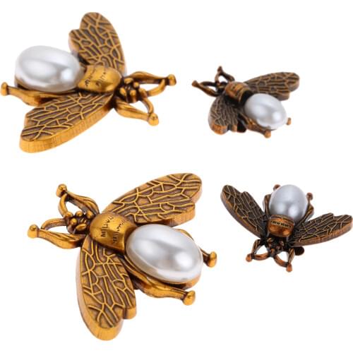 5pcs Bee Bag Lock Insect Metal Pearl DIY Purse Handbag Craft Handmade Gold Antique Shoulder Crossbody Bag 28*22mm 45*35 Hicello