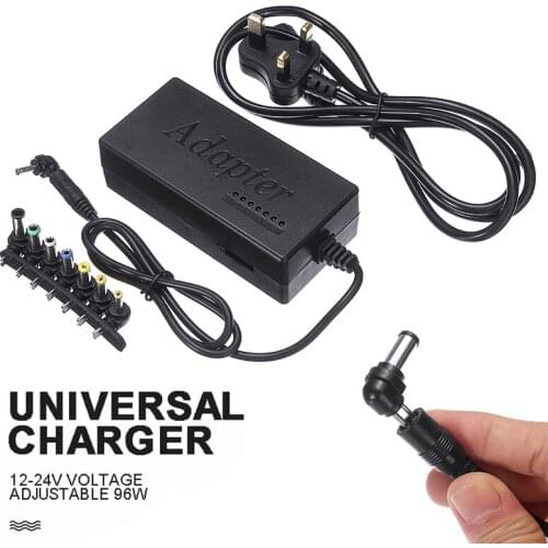 POHIKS 1pc Black Universal Laptop Power Adapter 12V-24V 96W Notebook Wall Charger Power Supply Adapters UK Plug