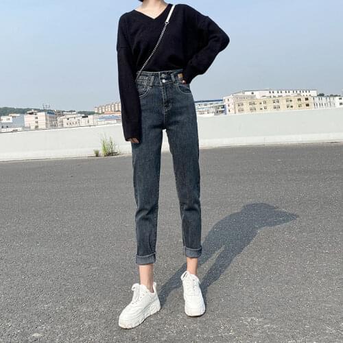 Woman Jeans Pants Autumn Winter High Waist Loose Straight Harlan Pantalones Vaqueros Mujer
