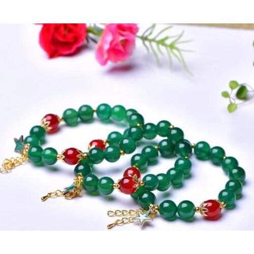 Natural Green Agate Beads Bracelet For Women Gemstone 925silver Accessories Bracele Healing Energy Jewelry Gift