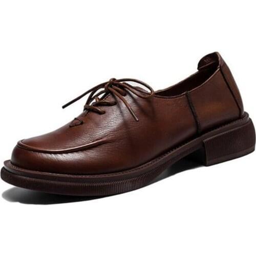 ZXRYXGS 2021 New British Retro High Quality All Natural Genuine Leather Shoes Flat Shoes Comfortable Soft Sole Shoes Woman Shoes