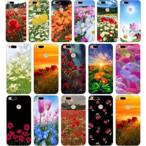 005FG Red Poppies On Black Style Soft Silicone Tpu Cover phone Case for xiaomi redmi mi 8 A1 A2 lite
