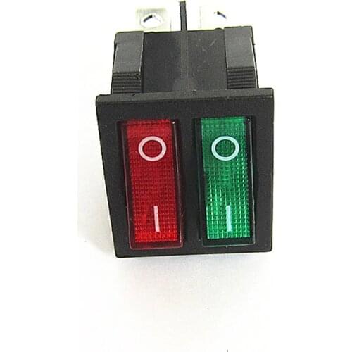 1pc Rocker Switch Six Foot Double Ship Type Switch Boat Switch with green Red Indicator Light ON-OFF for Electric baking pan