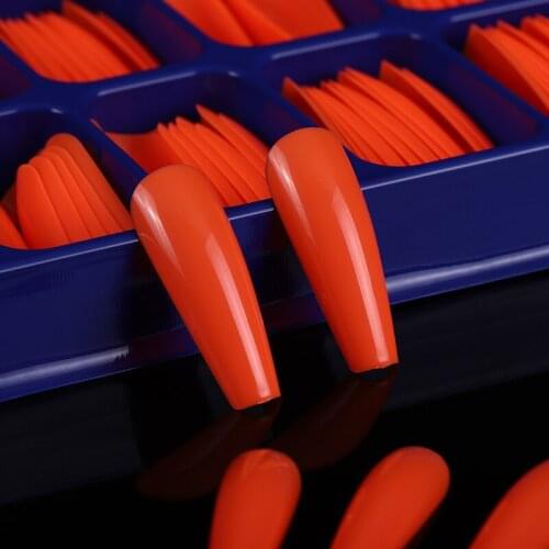 100 Pieces/Set Of 10 Sizes False Nail Tips Matte Full Coverage Long Ballet False Nail Art Manicure French Manicure False Nail