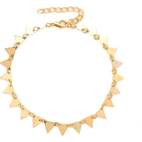 12 piece/lot Silver Gold Color Link Chain Charm Bracelet Women Geometric Triangle Jewelry Hand Jewelry Drop Shipping Wholesale