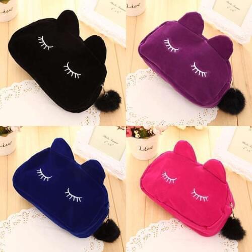 200pcs Sale Beauty Cute Cat Cosmetic Makeup sets Bag Case Organizer Zipper Handbag Travel DHL