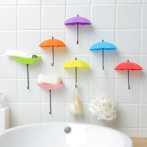 3pcs/lot Non-Marking Punch-Free Umbrella Hook Self-Adhesive Hook Wall Door Clothing Hanger Key Hanger Hook Bathroom Kitchen Rack
