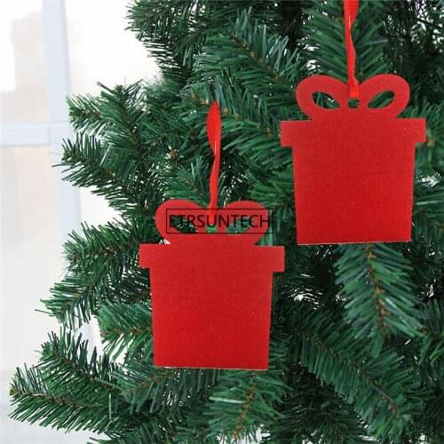 80Set Christmas Tree Hanging Ornaments DIY Snow Flakes For Xmas Decor Felt Red Pendant Hanging Cute