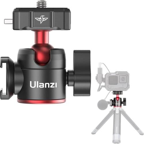 Ulanzi Mini Ball Head Mount Adapter with Quick Release Plate Cold Shoe Mount Universal 1/4 Interface for Tripod Camera Mounting