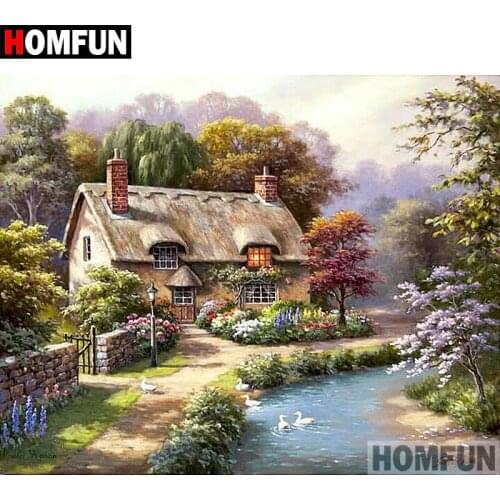 HOMFUN 5D DIY Diamond Painting Full Square/Round Drill "House scenery" Embroidery Cross Stitch gift Home Decor Gift A07755