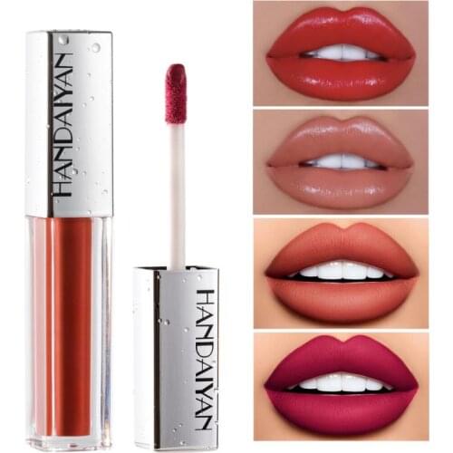 HANDAIYAN 12 Colors Lip Gloss Ice Cream Velvet Matte Soft Liquid Lipstick Waterproof Long-wearing Lip Makeup Tint TSLM1