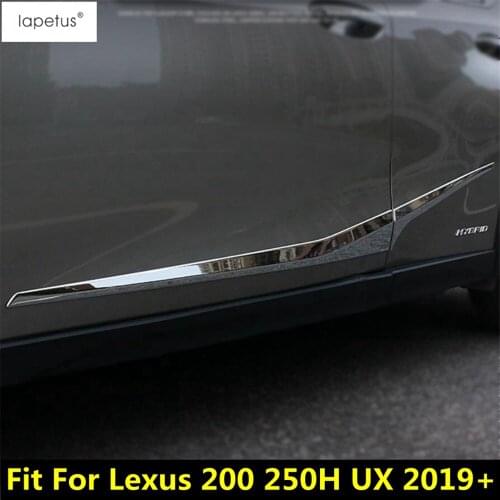 Lapetus ABS Chrome / Carbon Fiber Look Accessories For Lexus UX 200 250H 2019 2020 2021 Door Line Garnish Body Accent Cover Trim