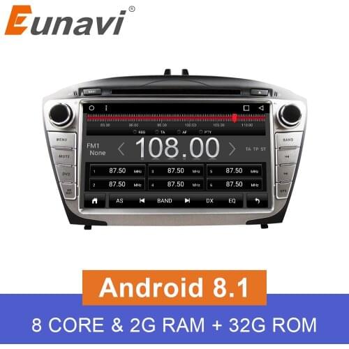 Eunavi 8'' Quad Core 1024*600 2 Din Android 8.1 Car DVD For Hyunda Ix35 Tucson 2011-2012 Radio Rds Video Player GPS Navigation