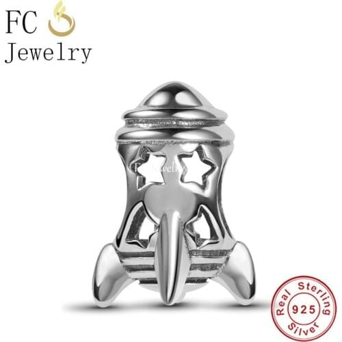 FC Jewelry Fit Original Charm Bracelet Authentic 925 Sterling Silver Hollow Rocket Bead For Making Women Dream Berloque 2021 New