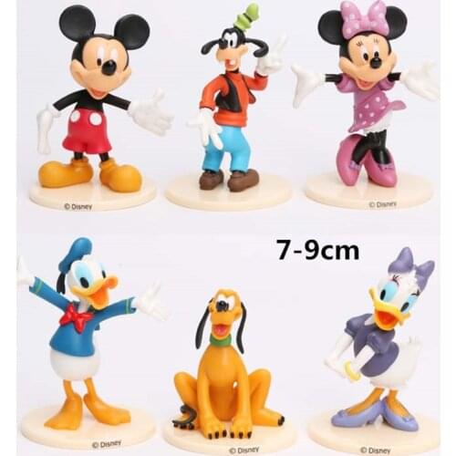 6pcs/lot Anime Disney Minnie Figure Toy Mickey Mouse Model Donald Daisy PVC Action Figure Cartoon Model Doll Gifts for Kids