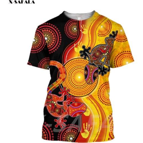 Aboriginal Australia Indigenous Lizards Sun 3D Printed High Quality Milk Fiber T-shirt Men Female Neck Round Casual Tops