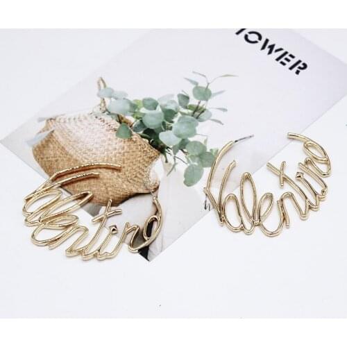 Baroque geometric vintage earrings fashion personality oversize letter circle earrings plated cold wind big earrings 659