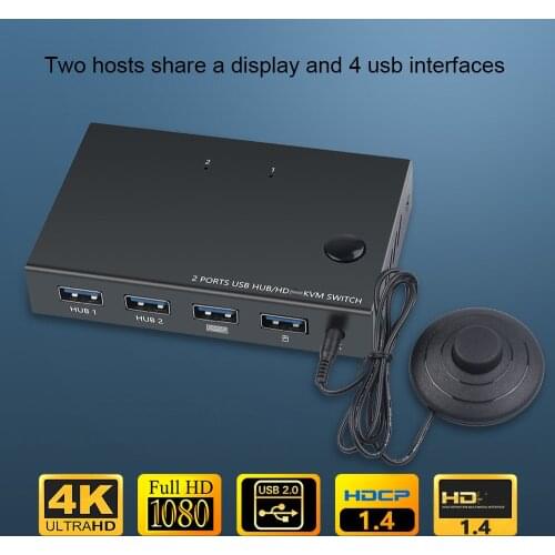 KEBIDU 2 Port KVM Switch 4K USB Switch KVM Switcher Splitter Box for Sharing Printer Keyboard Mouse KVM Switch HDMI-compatible