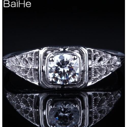 BAIHE Sterling Silver 925 0.8CT Flawless AAA Graded Cubic Zirconia Engagement Women Trendy Fine Jewely Cubic Zirconia Ring