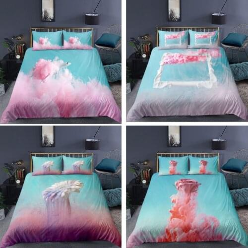 New Design Maiden Heart White Cloud Pattern Bedding Sets 3D Duvet Cover+Pillowcase Single Twin Queen King Bed Set 4 Style