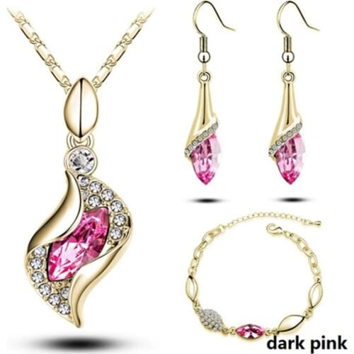 African Beads Gold Silver Color Jewelry Sets For Women Accessories Wedding Bridal Pendant Crystal Necklace Earrings Ring Set