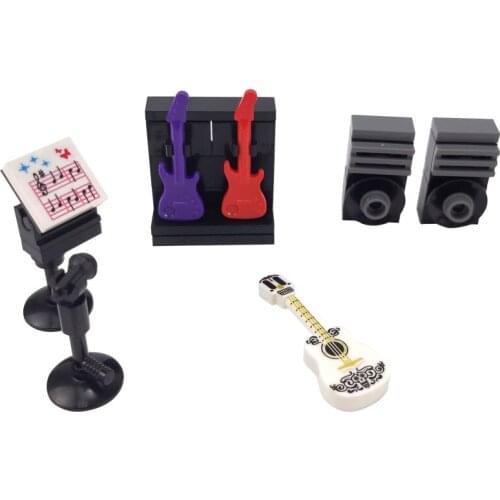 Locking City Set Guitar Sheet Music Small Sound Model Toys Movie Giocattoli Enlighten Montar Compatible Building Blocks Lockings